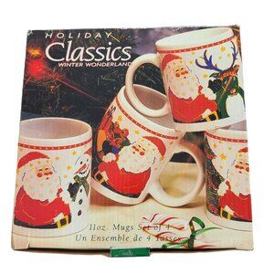 Signature Holiday Classics Winter Wonderland Set of 4 Mugs Santa Claus Snowman